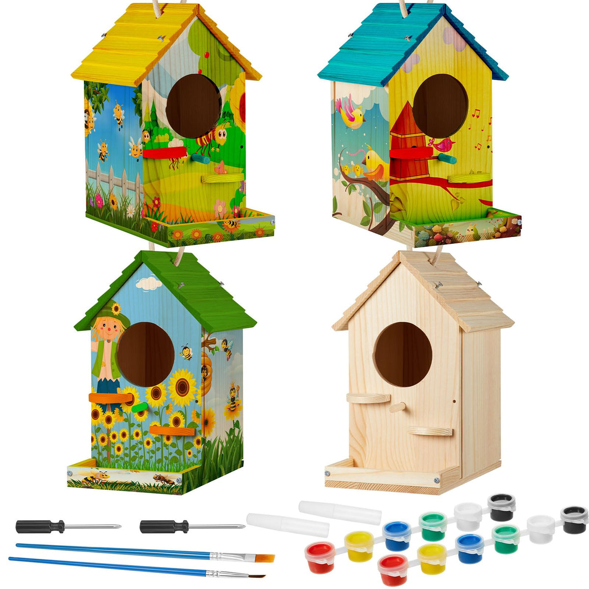 Liliful birdhouse kit with paint set for family art time and backyard decor