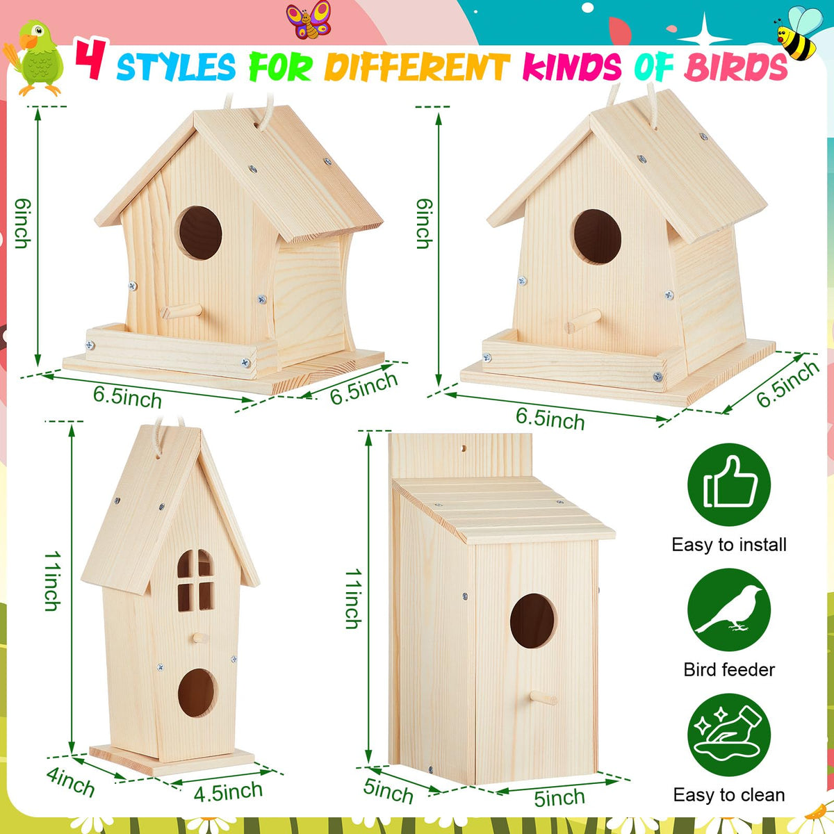 Liliful birdhouse kit paint set ready to color for personalized garden accents and decor