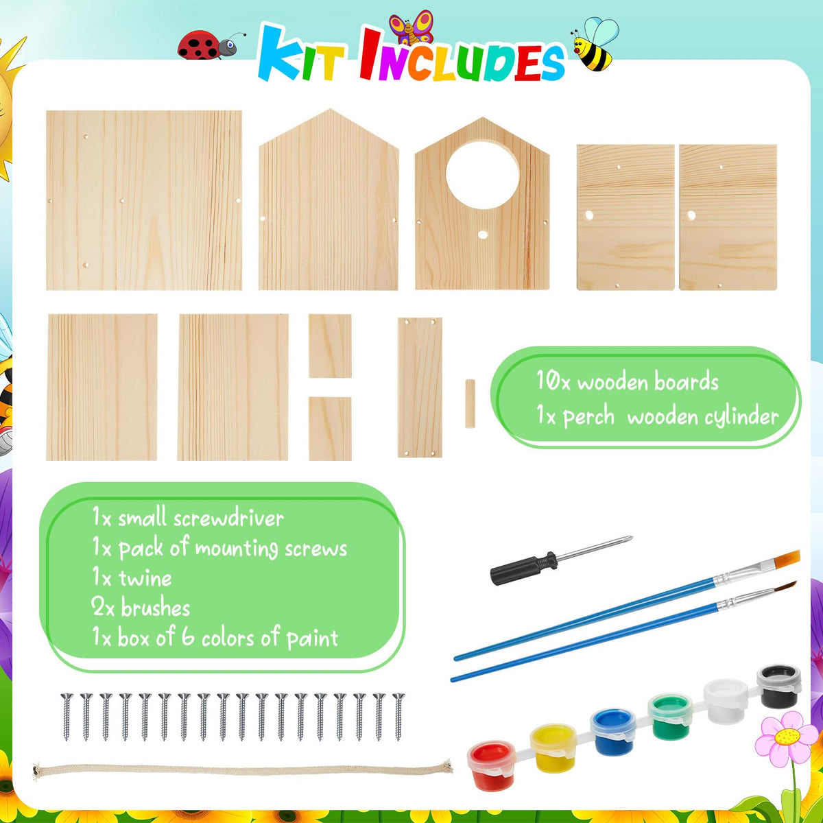 Liliful Birdhouse Kit pre-cut panels simplify assembly for kids and adults