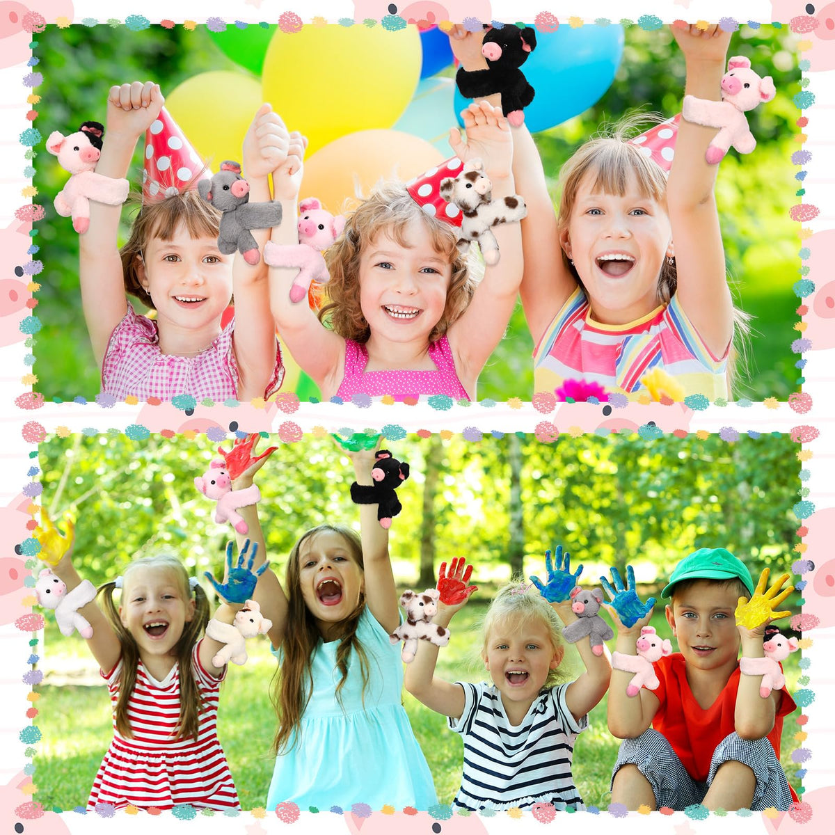 Liliful 8-inch pig plush slap bracelet great for gift exchanges