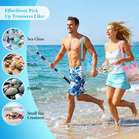 Liliful blue shell bag mesh for carrying shells after a beach day.