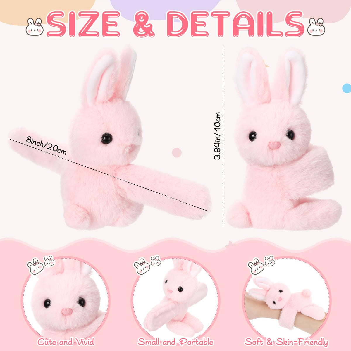 Liliful Bunny Slap Bracelet Design 2—soft plush feel for gentle wear