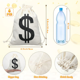 Liliful canvas money bags with drawstrings, ideal for stage props