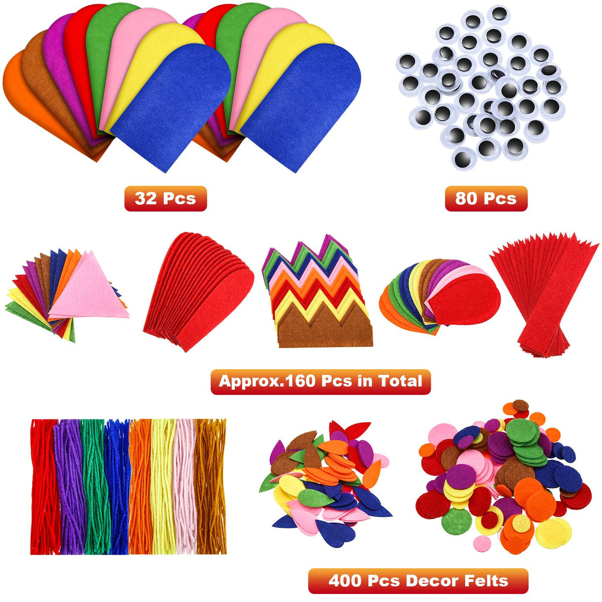 Liliful colorful felt socks set highlights bright hues for playful puppet making.
