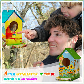 Liliful decorated birdhouse ready to attract birds and brighten outdoors