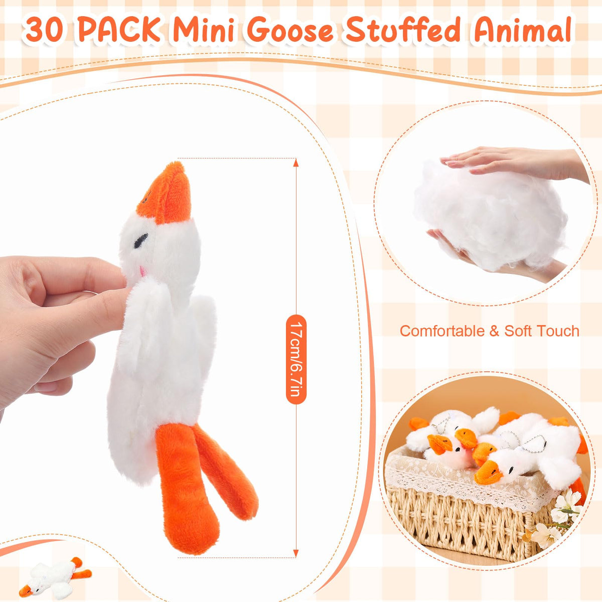 Liliful goose mini white pendant closeup shows soft plush texture and charm