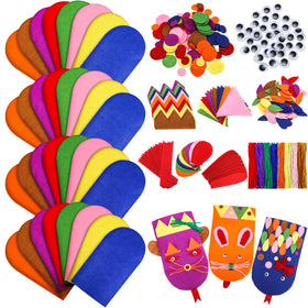 Liliful hand puppet kit contents show colorful felt pieces for creative storytelling.