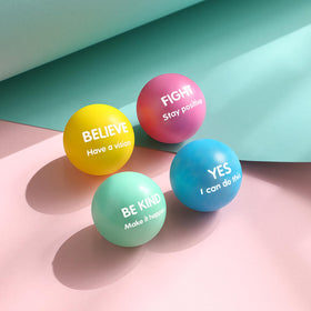 Liliful inspirational prints on stress balls to boost focus and mood