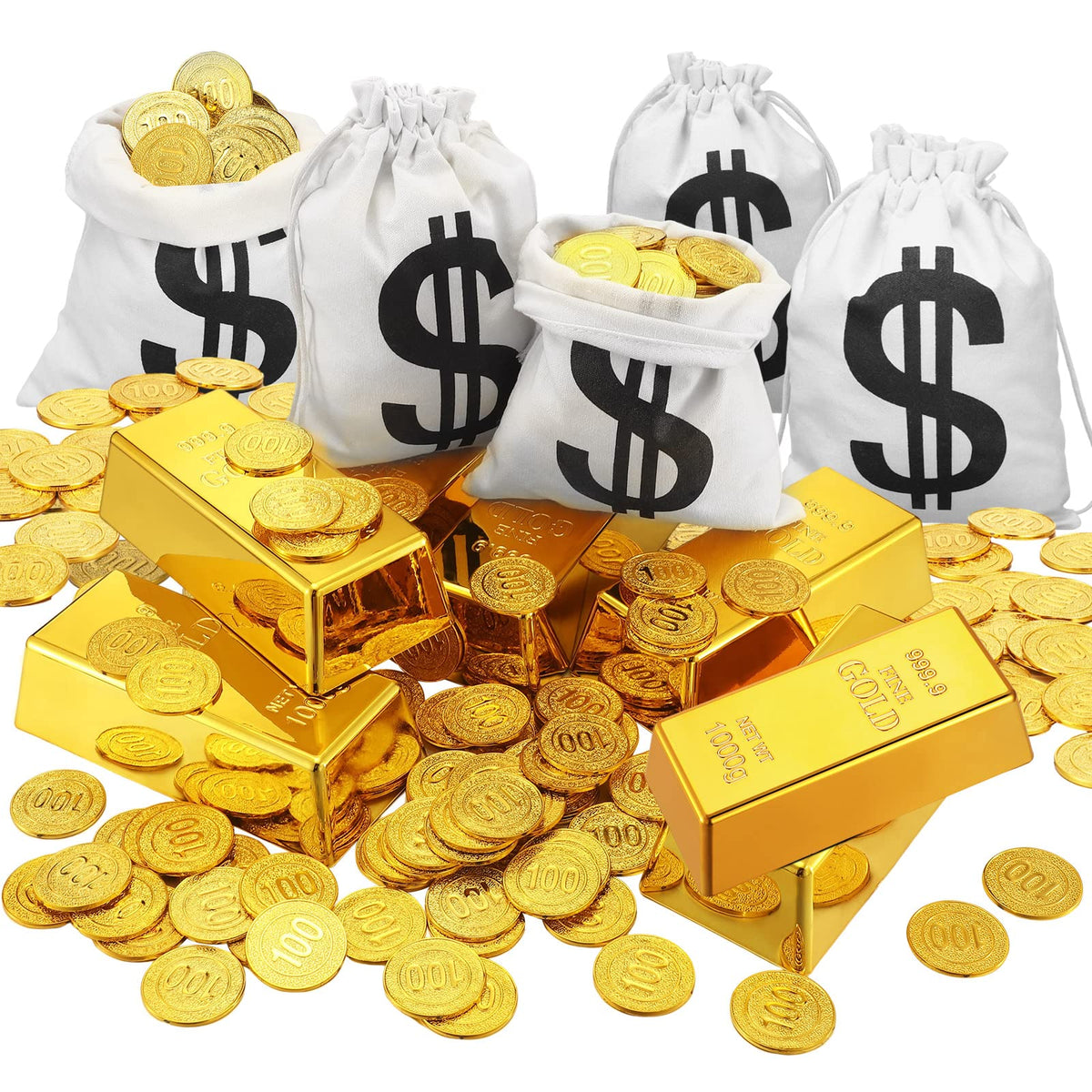 Liliful pirate gold coins close-up for festive props and photo booths