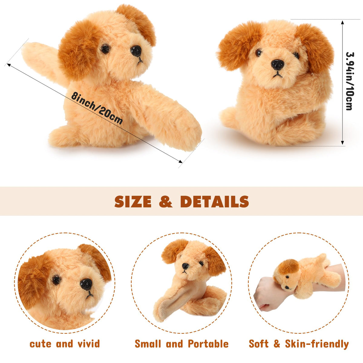 Liliful plush dog bracelets with assorted breeds, ideal as easy party favors.