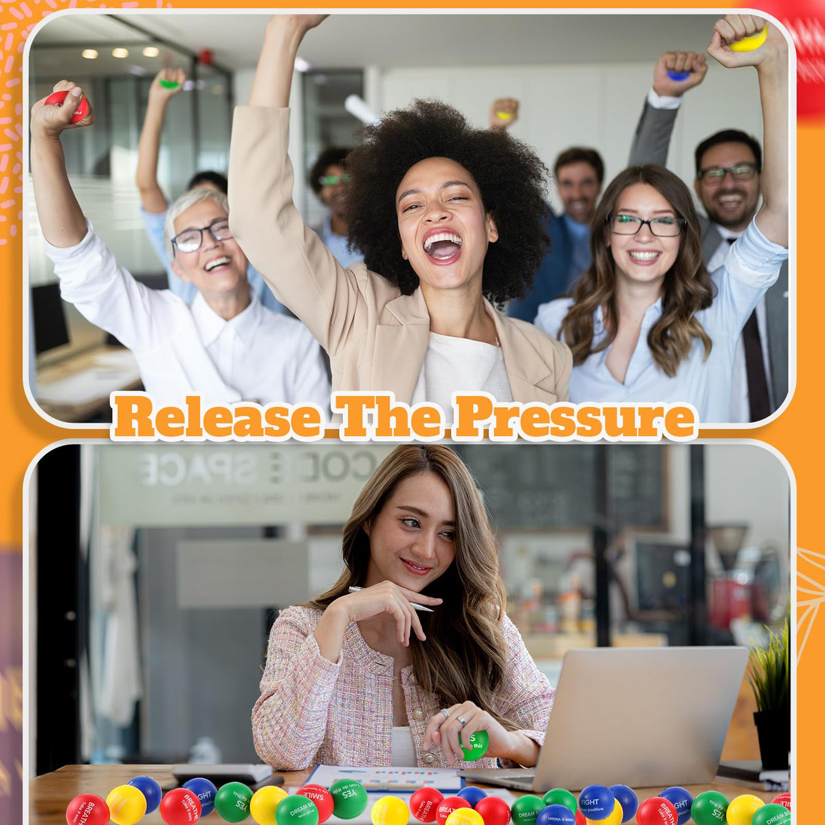 Liliful colorful stress balls in a compact bulk pack for easy storage.