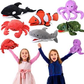 Liliful sea dolphin hand puppet with movable mouth for imaginative play and storytelling