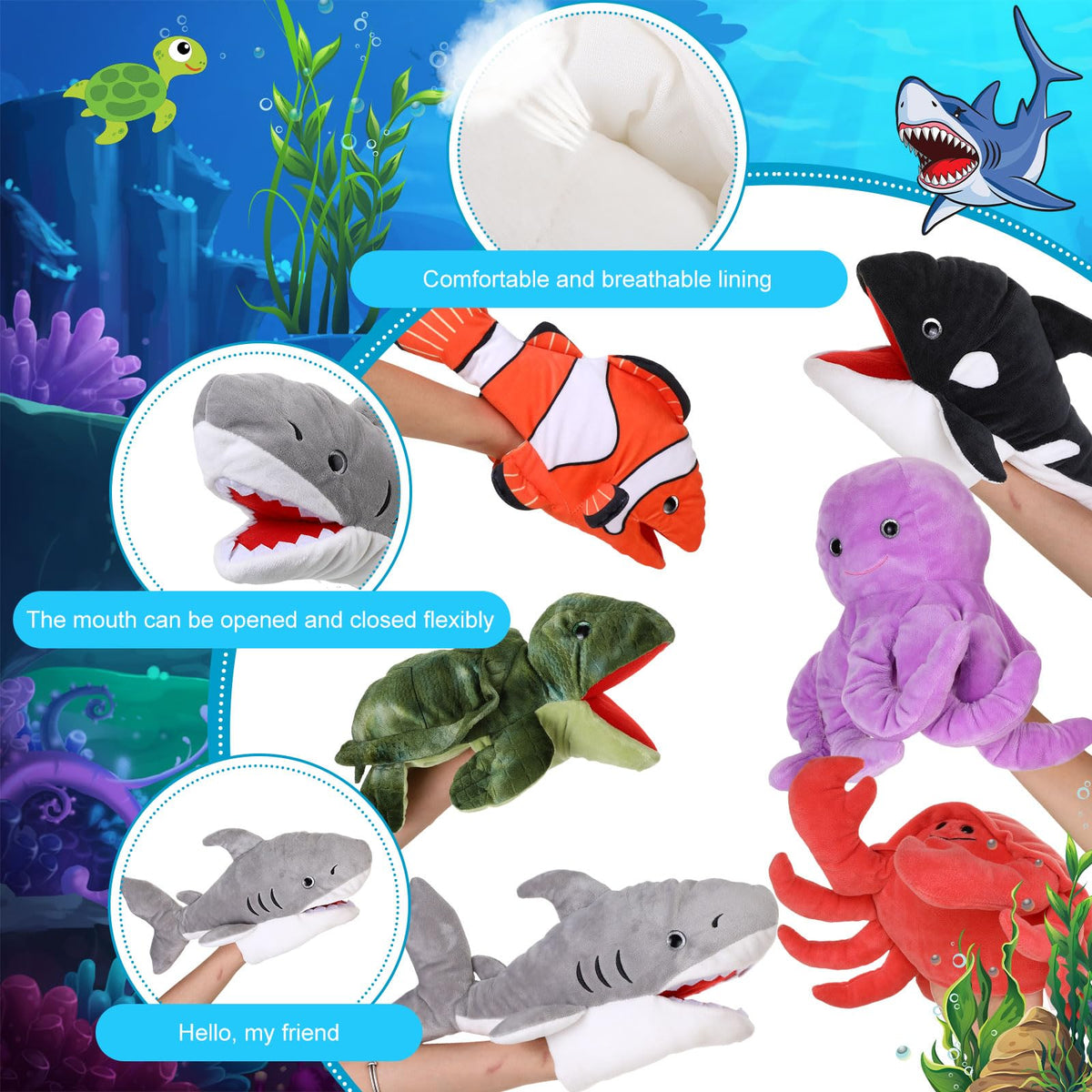 Liliful sea octopus hand puppet with movable mouth sparks creative storytelling and language practice