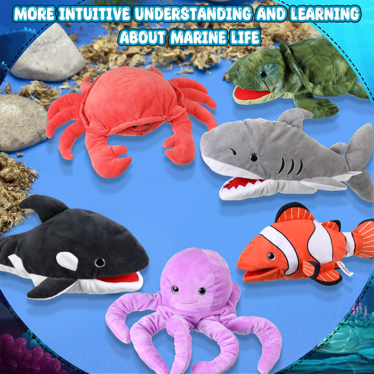 Liliful sea turtle hand puppet with working mouth enhances role play and classroom fun