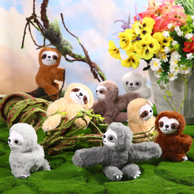Liliful soft plush sloth bracelet on wrist, great Birthday gift idea.