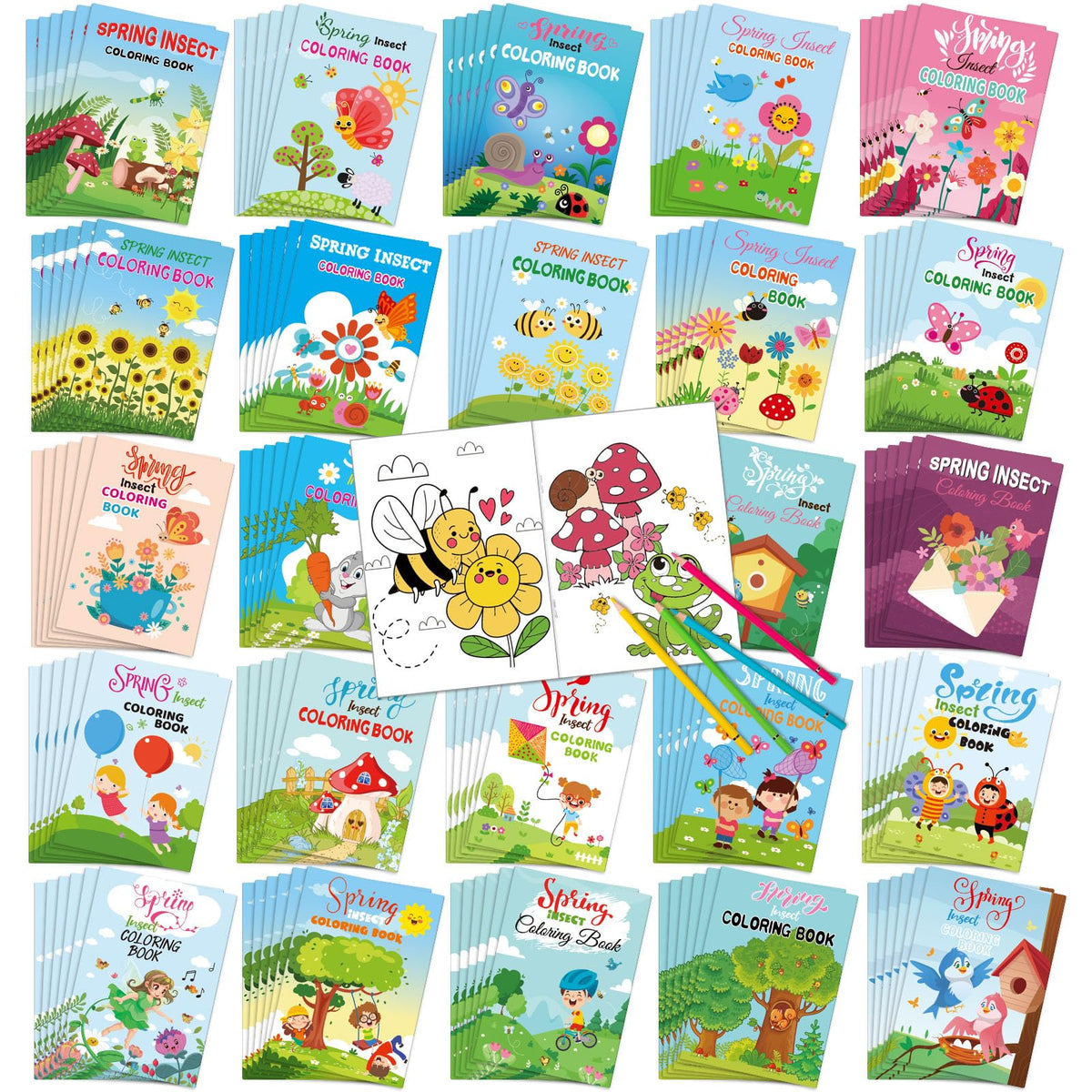 Liliful Spring coloring books cover spread showcases vibrant patterns for quick stress-relief coloring sessions.