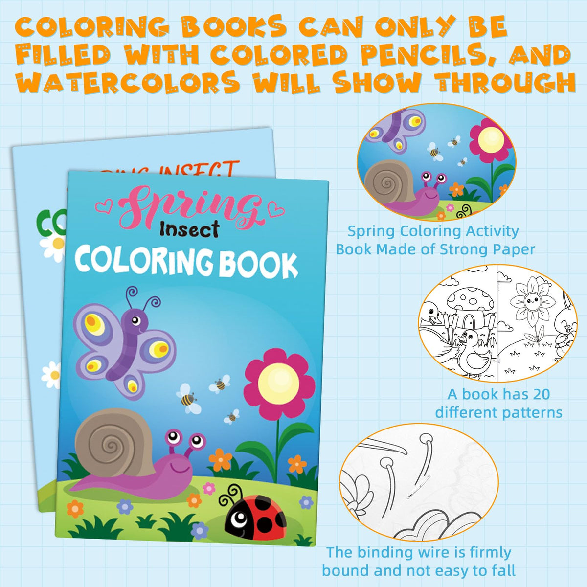 Liliful 144-pack durable thick-paper design supports pencil or crayon coloring without tearing.