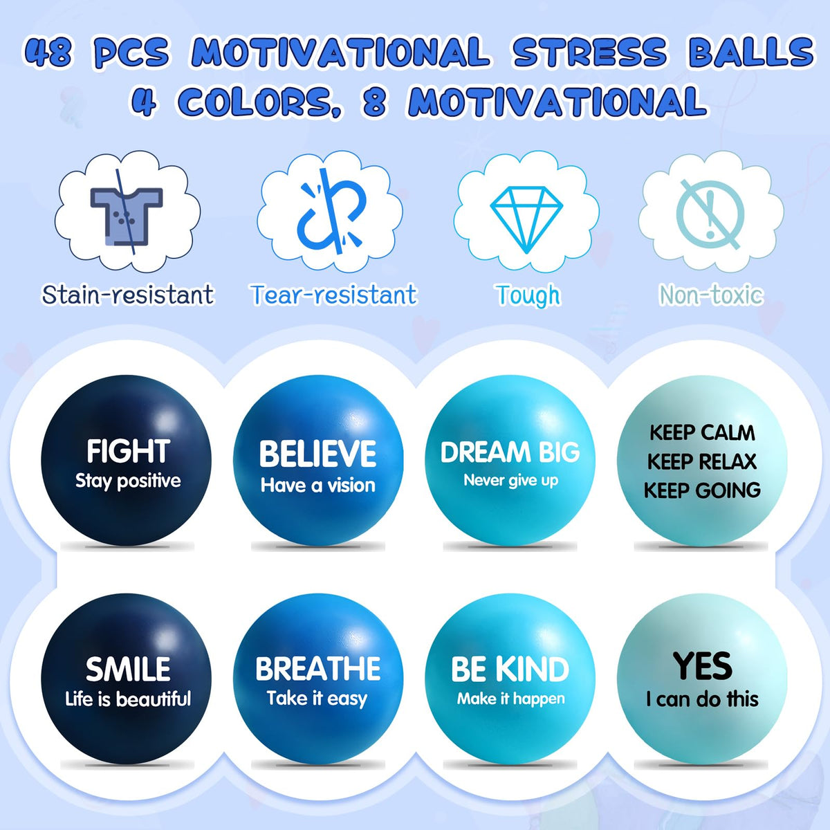 Liliful 2.2-inch blue stress ball for palm-size, portable relief