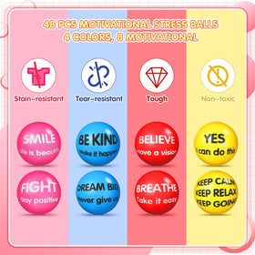 Liliful stress balls with inspirational prints to lift mood during tasks.