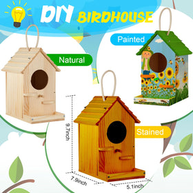 Liliful unfinished wooden birdhouse ready for color and customization