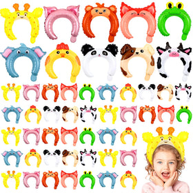 Liliful zoo animal inflatable headbands with pump for quick party setup.