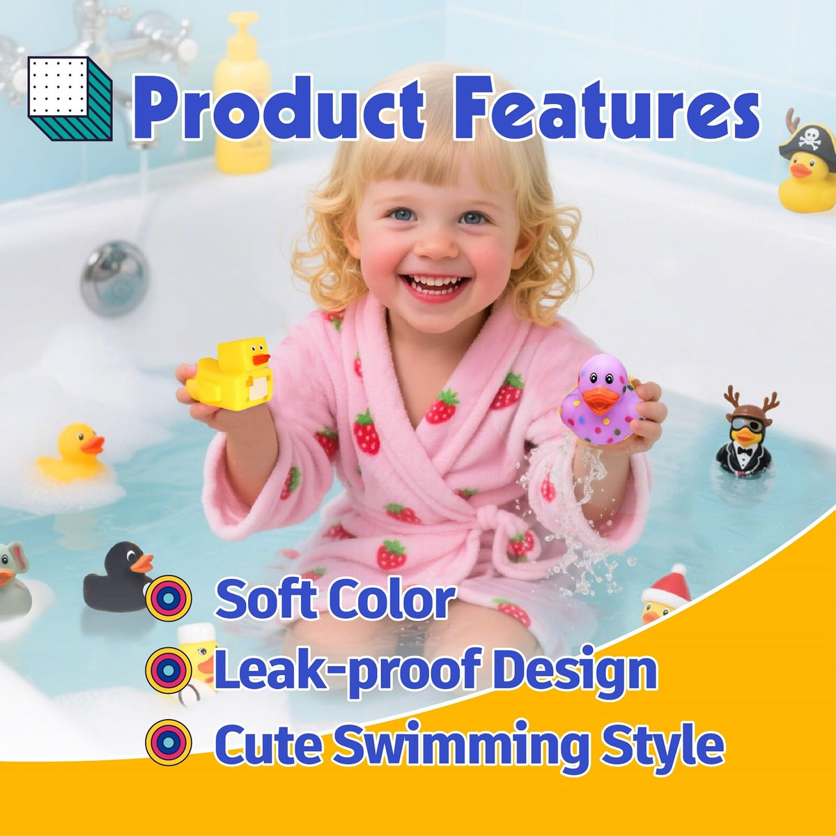 Liliiflora bath toy ducks non-toxic safety for toddlers during bath time.