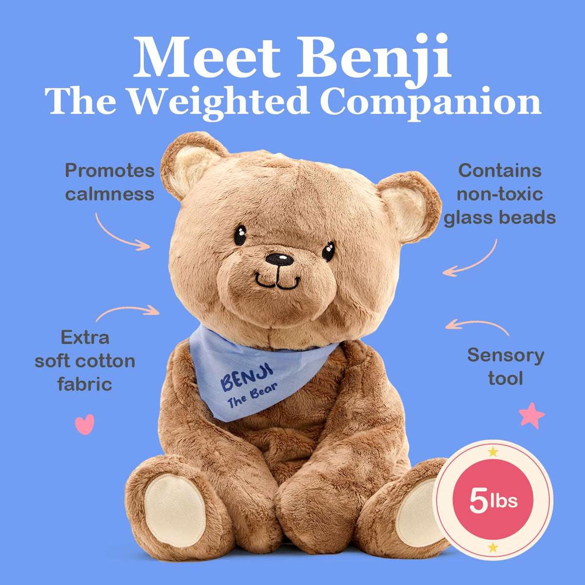 Lilly's Love Benji Bear weight detail showing inner weight for grounding