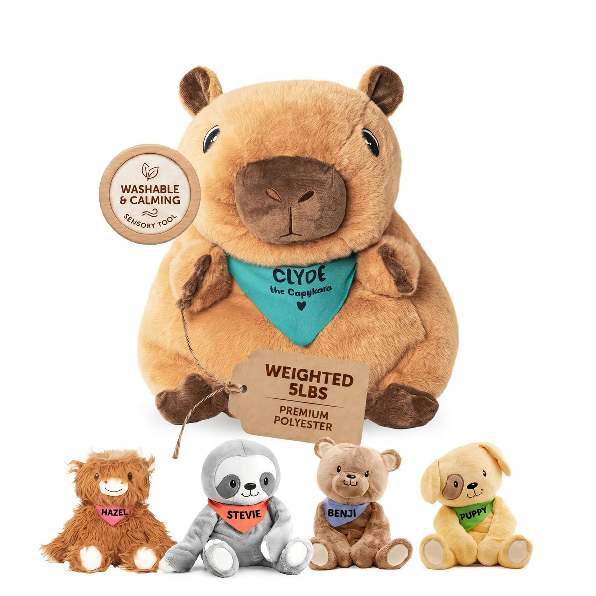 Lilly's Love Clyde capybara plush 5lb provides calming, gentle pressure.