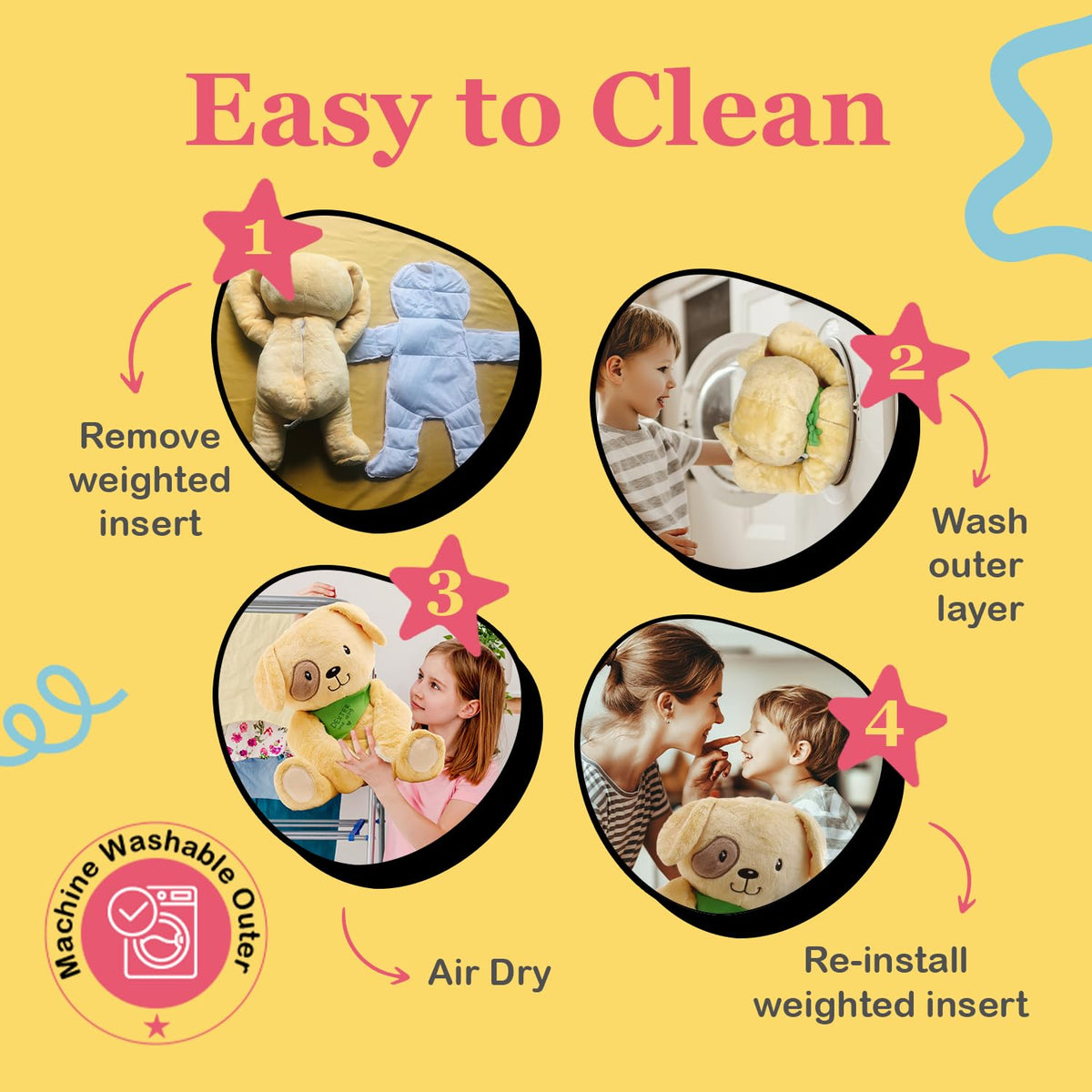Machine-washable inner weight bag keeps Dexter clean