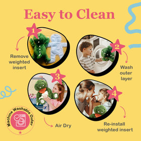 Machine washable outer layer keeps Donnie clean after use