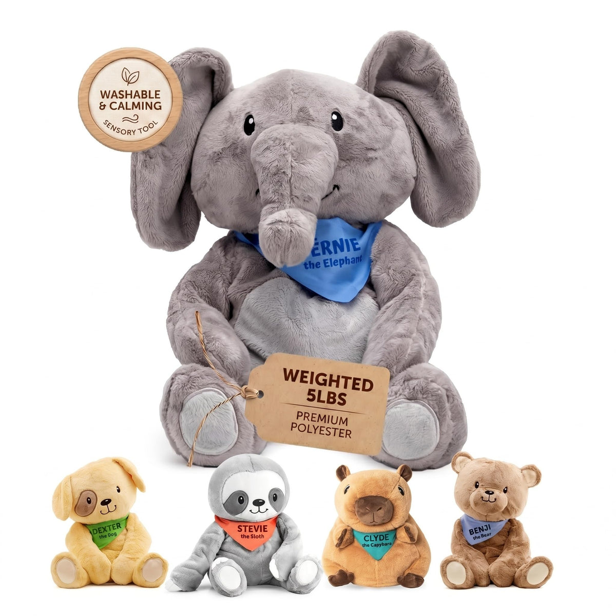 Lilly's Love Ernie elephant weighted plush 5 lb calms and grounds at home