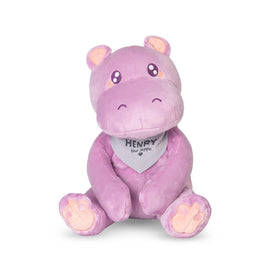 Henry the Hippo weighted plush closeup with soft fabric for calming touch at home.