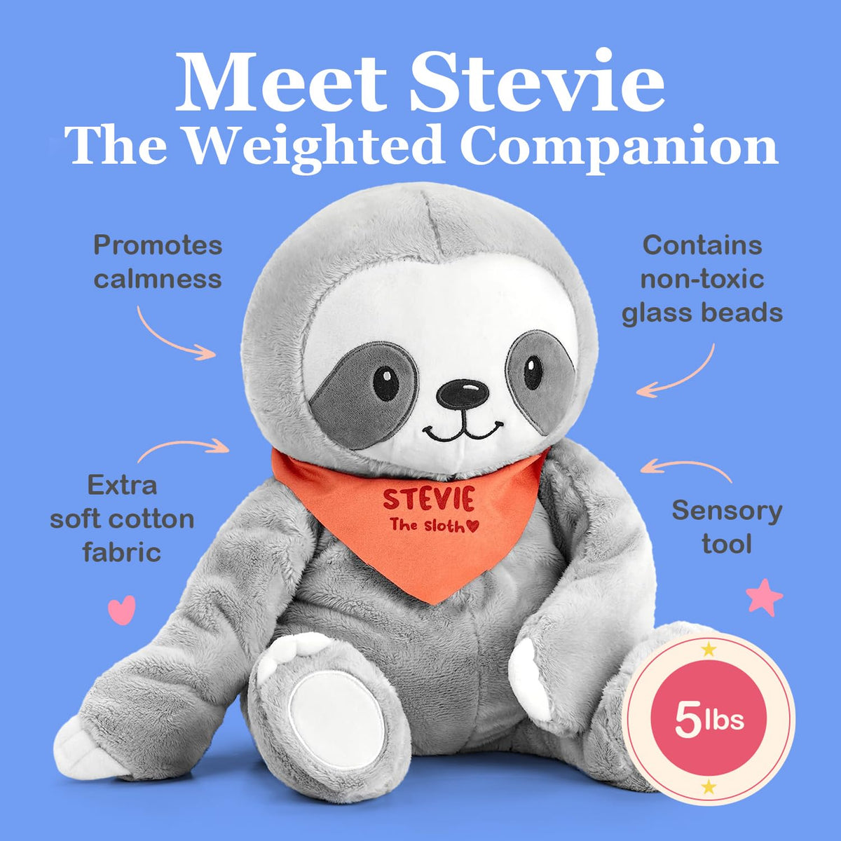 Stevie the Sloth with removable insert showing easy cleaning and reuse
