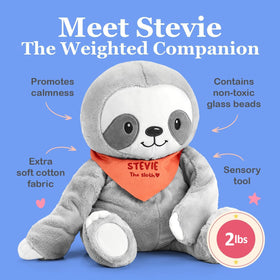 Stevie sloth with removable weight bag for easy washing.