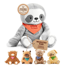 Lilly's Love Stevie weighted plush sloth holding a calming 5 lb feel for grounding
