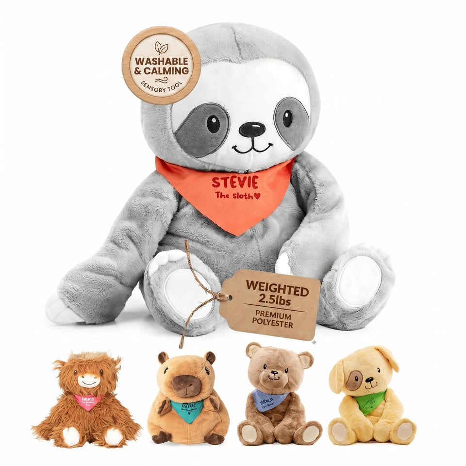 Lilly's Love Stevie sloth weighted plush calms with gentle pressure.