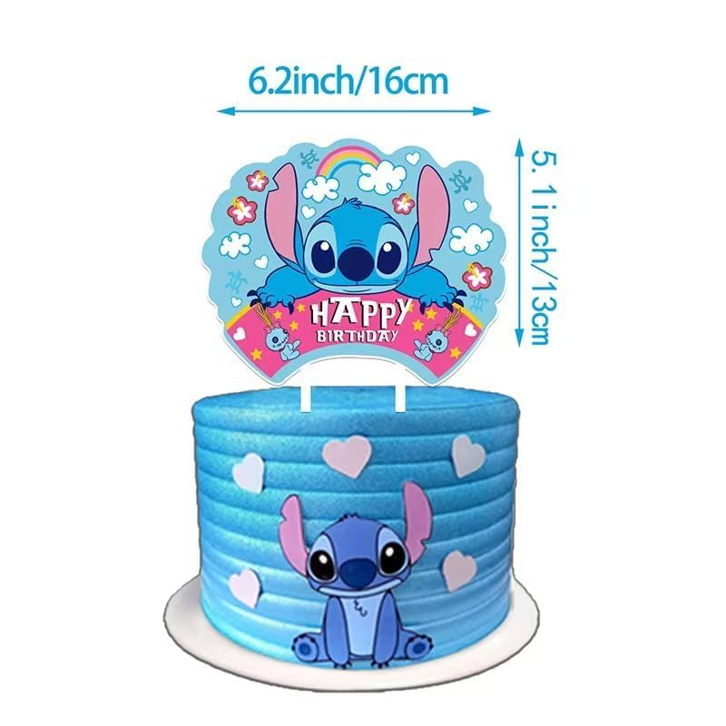 Lilo and Stitch tablecloth anchors the setup with vibrant character imagery.