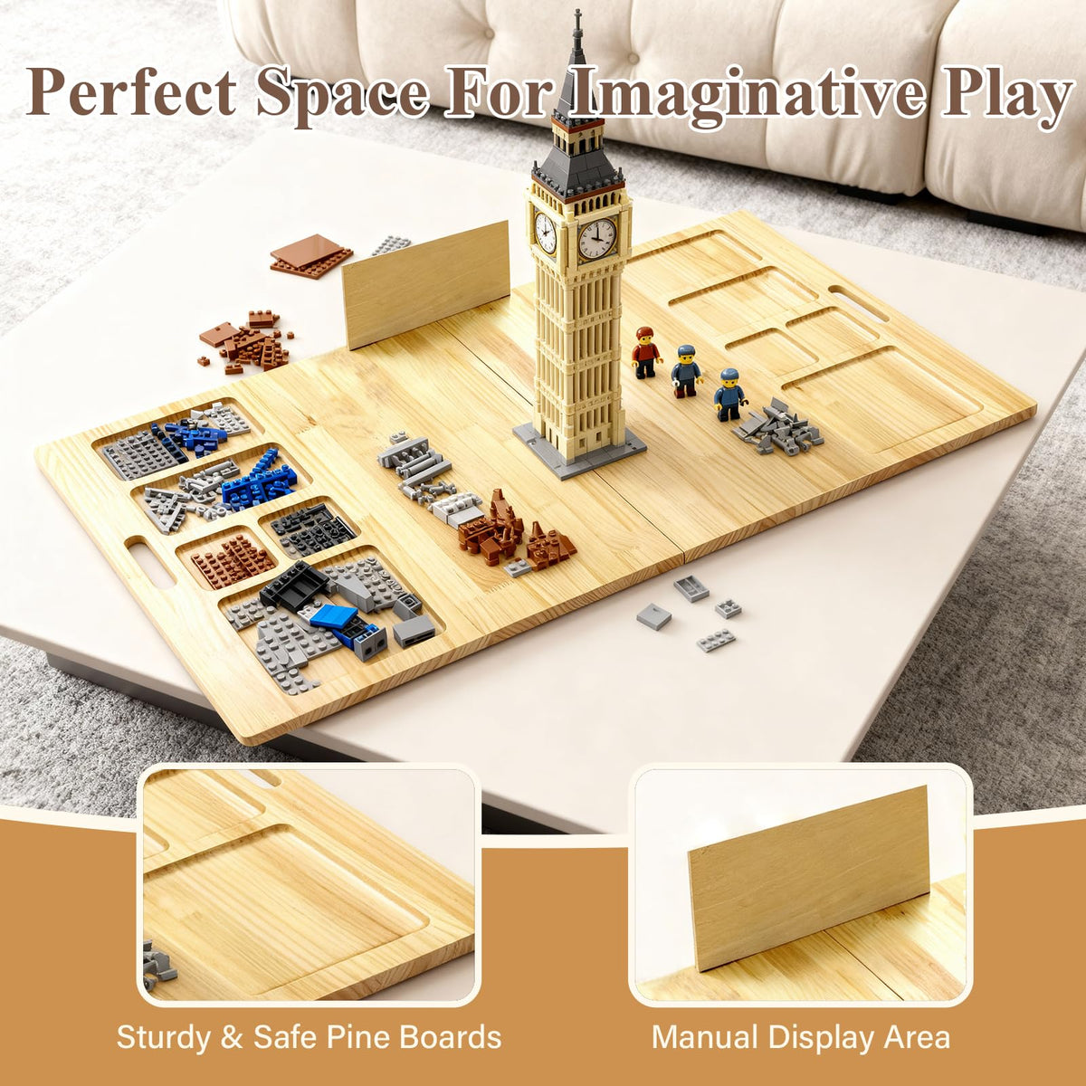 LILXIU building baseplate table foldable design for simple storage