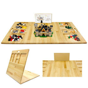 LILXIU baseplate table with storage trays for organized brick sorting and easy access