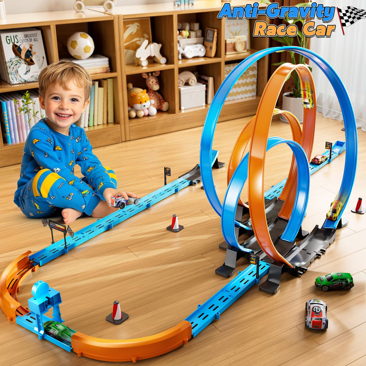 LILYBUDS crash zones and walls keep cars safely on the track.