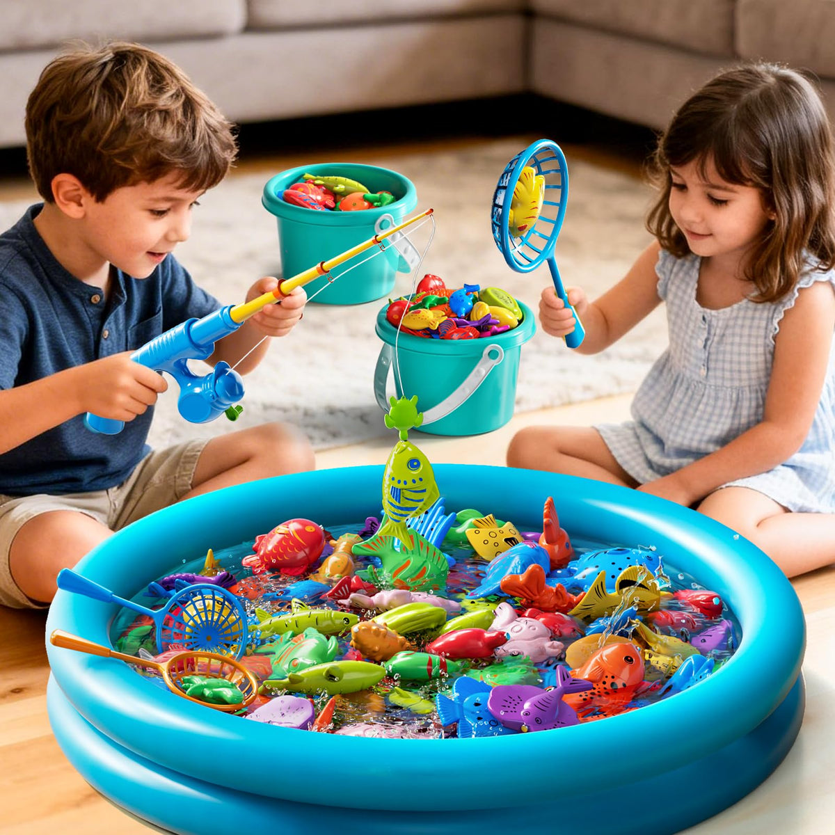 LILYBUDS magnetic fishing game pump—easy inflation for quick backyard setup