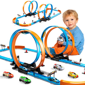 LILYBUDS toy car race track set being assembled for creative play