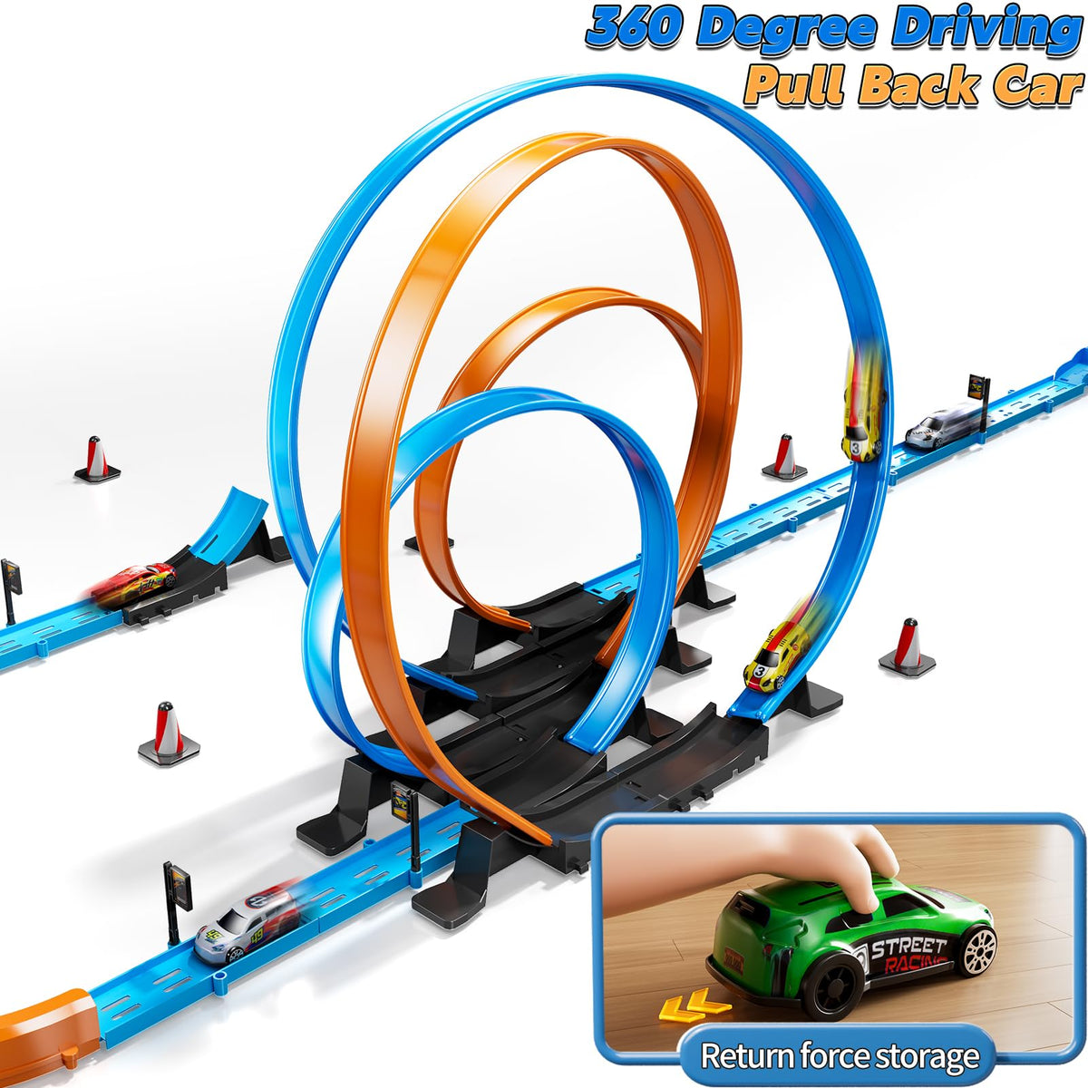 LILYBUDS track variants include straight, curved, sloped, and 360-degree loops.