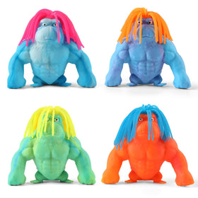 Lilycass Weird Hair Gorilla Stretchy Toy with silky hair for stress relief and tactile play.