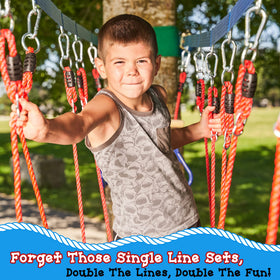 Lily's Things Rickety Bridge attachment features auto-locking carabiners for quick, secure setup.