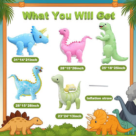 LilyZheng 3D Stegosaurus balloon adds pastel charm to party settings.
