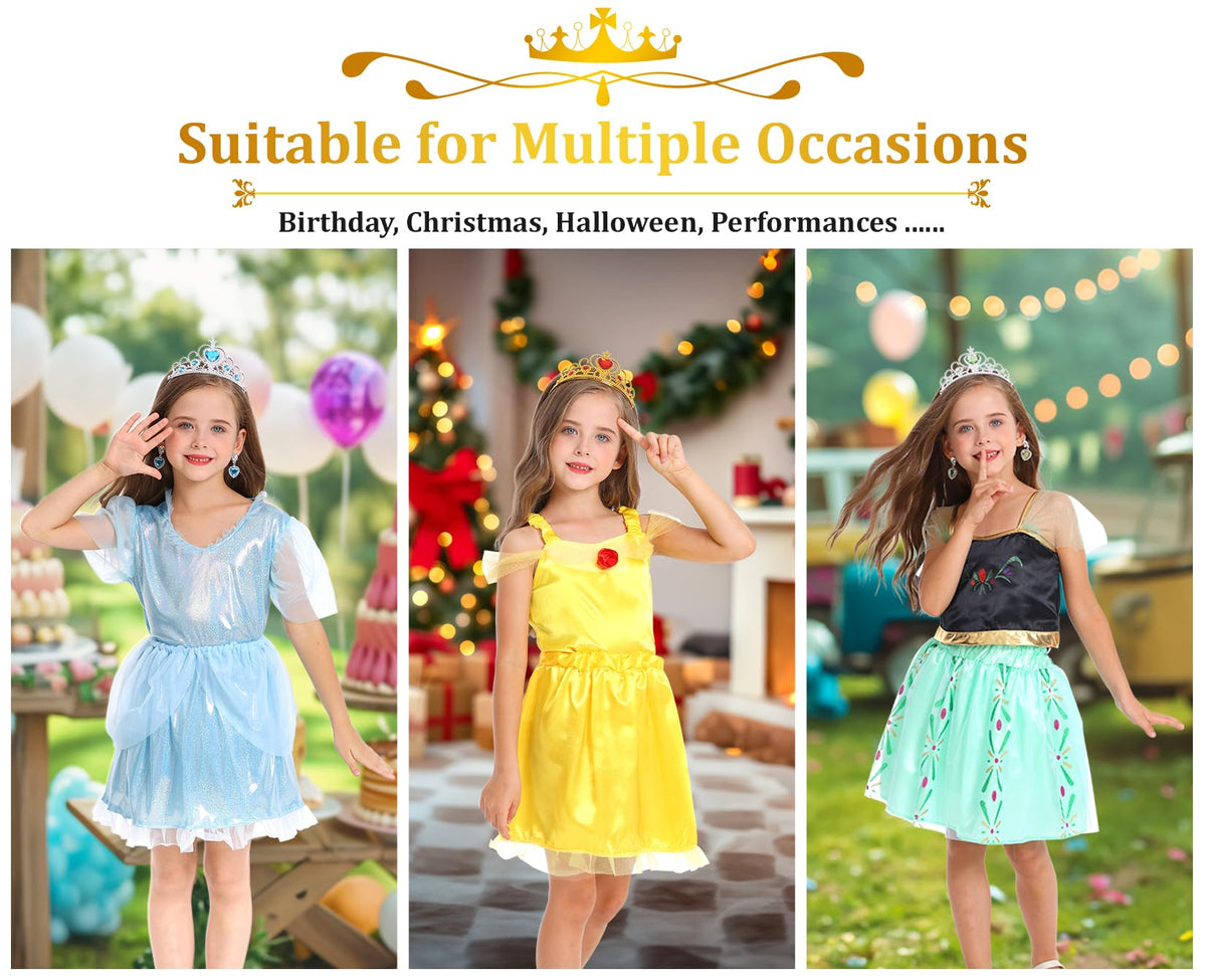 Limiroler hair crowns and earrings add delightful costume details.