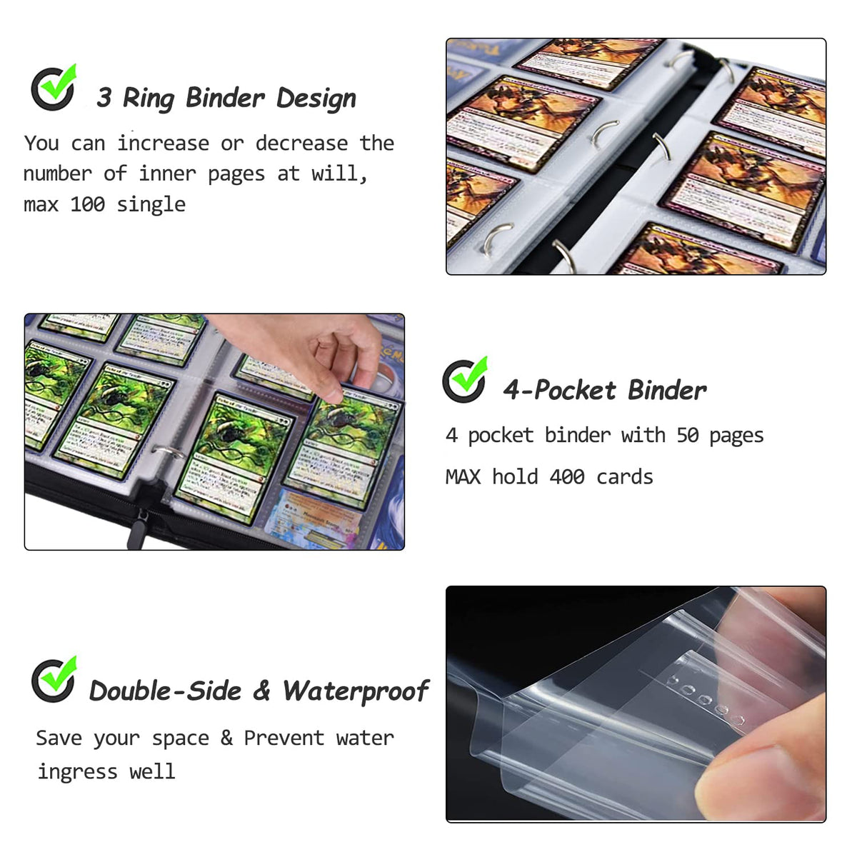 LIMSTDIC PU fabric exterior protects cards from fading and stains.