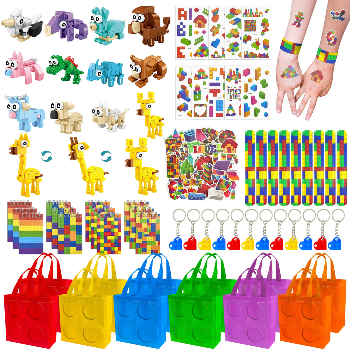 LINAYE 12-pack building blocks party favors packaging for easy setup