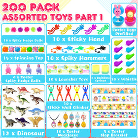 LINAYE prefilled eggs showcasing diverse toys for kids' party favors.